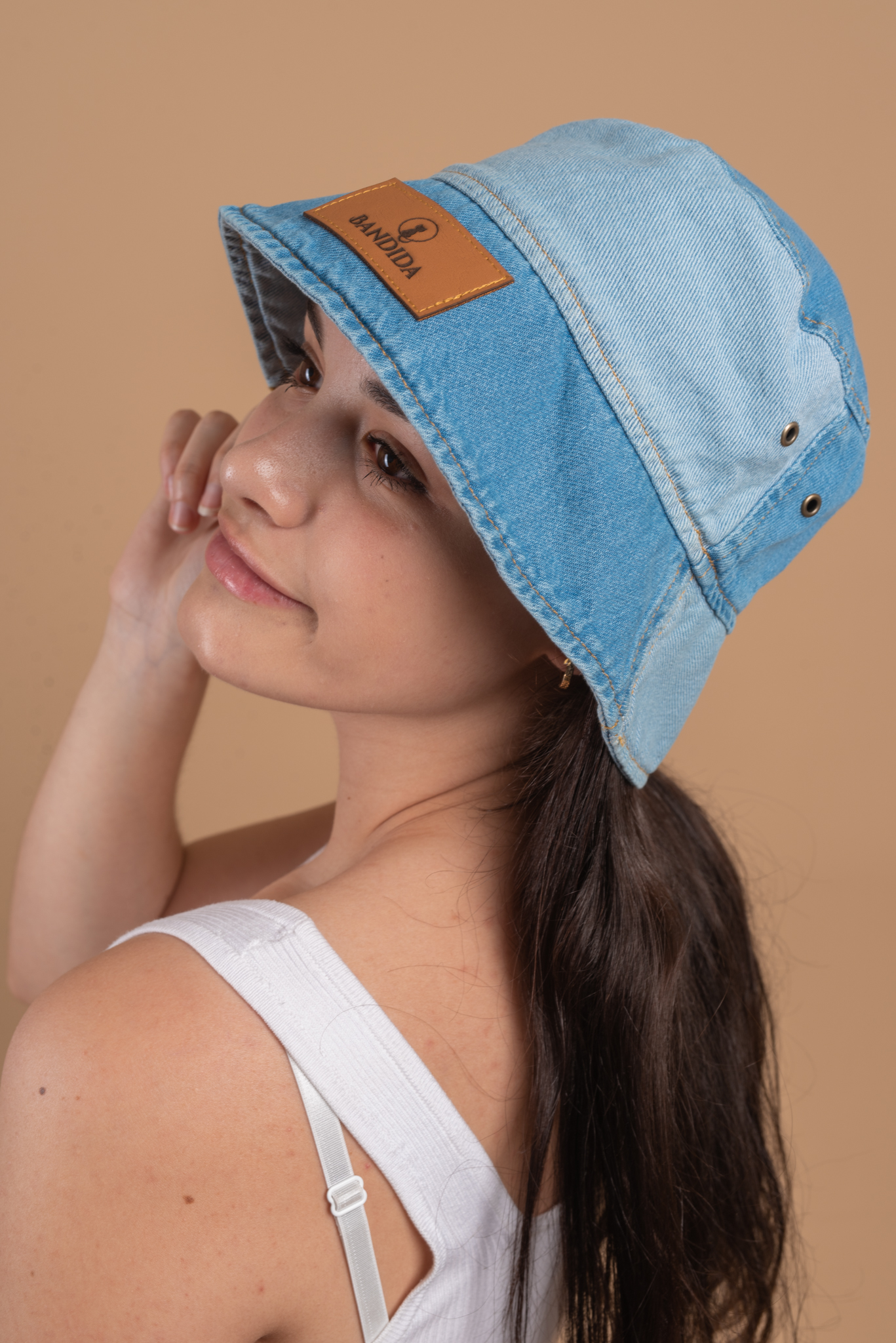 Gorro jean combinado